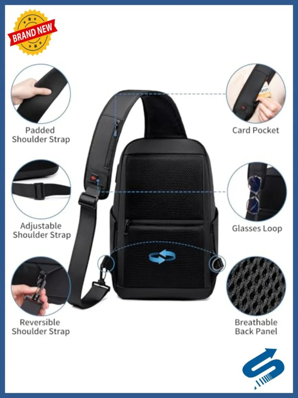 Water Resistant Sling Backpack for Travel, 1800D Oxford Fabric